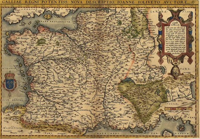 Framed Print : 1570 map of France. From Abraham Ortelius, Theatrvm orbis terrarvm