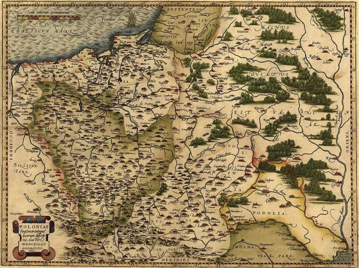 Framed Print : 1570 map of Poland. Poland's political boundaries have changed dramatically over time. This map shows a small, landlocked Poland Framed Print : 1570 map of Poland. Poland's political boundaries have changed dramatically over time. This map shows a small, landlocked Poland