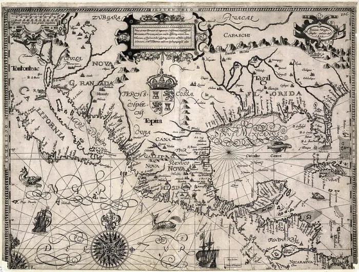 Framed Print : 1600 map of Spanish Territories in North America, including Mexico, Cuba, California, and Florida Framed Print : 1600 map of Spanish Territories in North America, including Mexico, Cuba, California, and Florida
