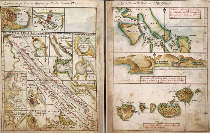 Framed Print : 1630 Portuguese map of Asia, showing the coast in great detail gathered by a century of the Portuguese explorations in Asia