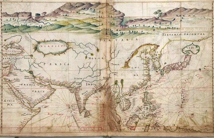 Framed Print : 1630 Portuguese maps, showing details of Asian coastal forts and cities, gathered by a century of the Portuguese explorations in Asia. Included are Manila, and Red Sea ports Framed Print : 1630 Portuguese maps, showing details of Asian coastal forts and cities, gathered by a century of the Portuguese explorations in Asia. Included are Manila, and Red Sea ports