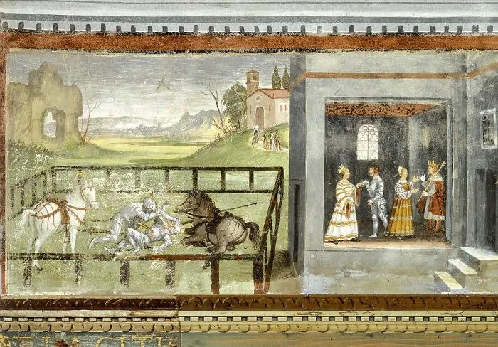 Framed Print : 16thC frescoes from Palazzo Besta, by 16C Anonymous artist, 1550, 16th Century, fresco, - Italy, Lombardy, Sondrio, Teglio, Palazzo Besta, Hall of the Creation. Totale
