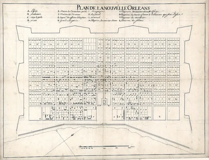 Framed Print : 1722 plan of New Orleans, the Area that became the 'French Quarter.'