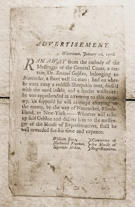 Framed Print : 1776 advertisement for the return of a runaway slave, who was suspected of traveling to join the British Army