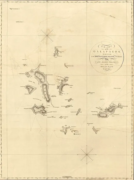 Framed Print : 1798 map of the Galapagos islands in the Pacific Ocean Framed Print : 1798 map of the Galapagos islands in the Pacific Ocean