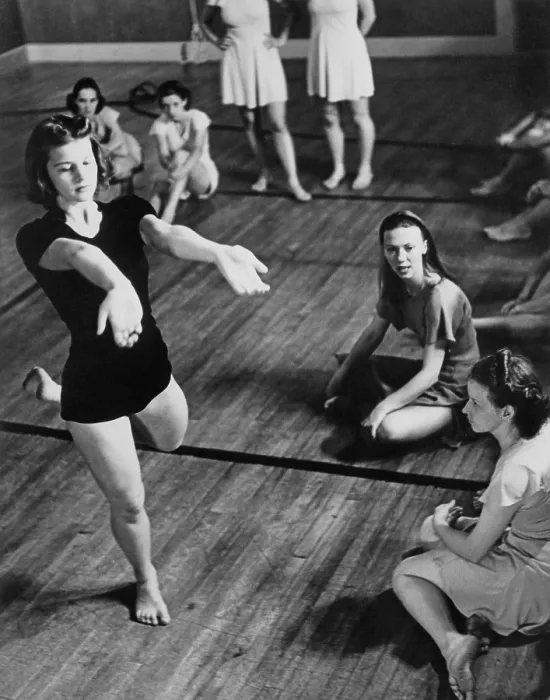 Framed Print : 18-year old future First Lady Betty Ford in a class taught by influential modern dance instructor Martha Hill (right center) at the Bennington College Summer School of Dance