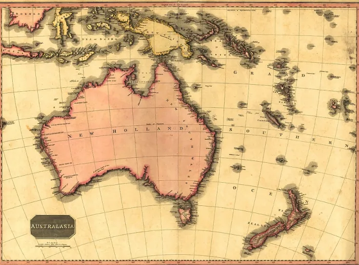 Framed Print : 1818 map of Australia, still using the name of 'New Holland' in spite of active British colonization since 1788 Framed Print : 1818 map of Australia, still using the name of 'New Holland' in spite of active British colonization since 1788