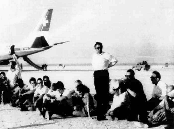 Framed Print : Some of the 184 hostages from three airliners hijacked during Europe to NYC flights on Sept. 6, 1970