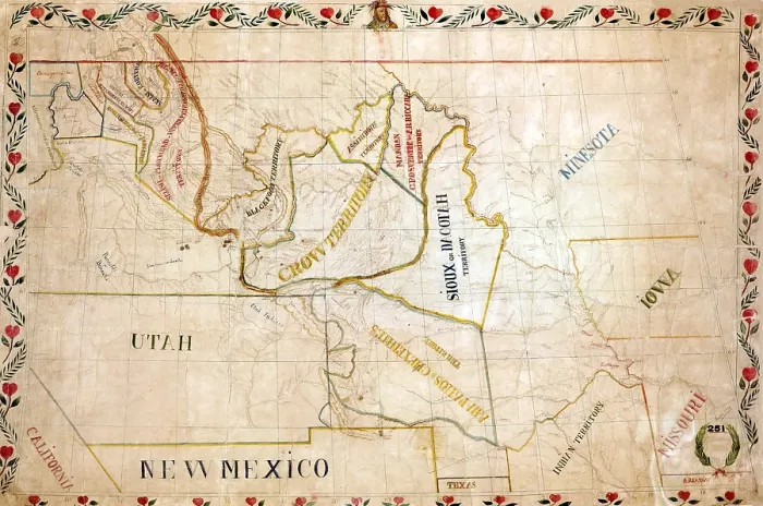 Framed Print : 1851 map of the upper Great Plains and Rocky Mountains region shows territories of various North American Indian tribes