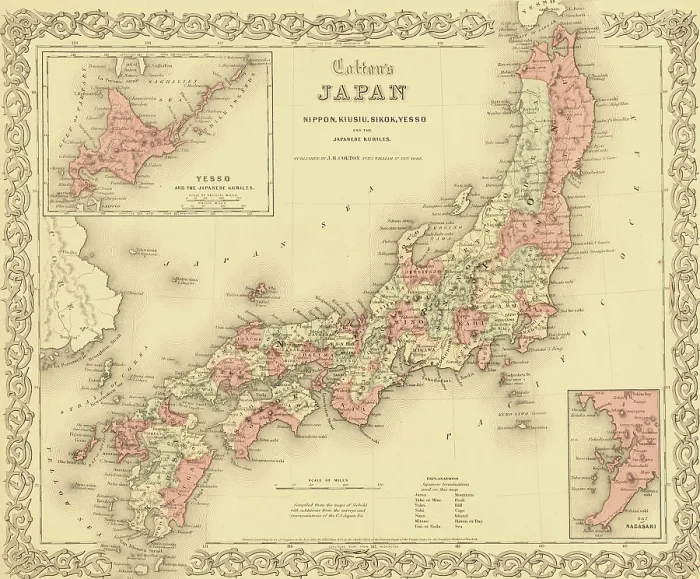 Framed Print : 1855 map of Japan, showing prefecture boundaries Framed Print : 1855 map of Japan, showing prefecture boundaries