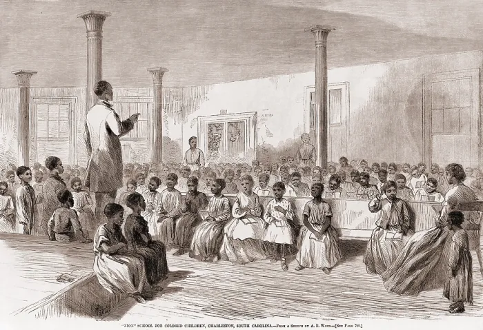 Framed Print : 1866 classroom of Zion school for African American children born into slavery children, Charleston, South Carolina in 1866