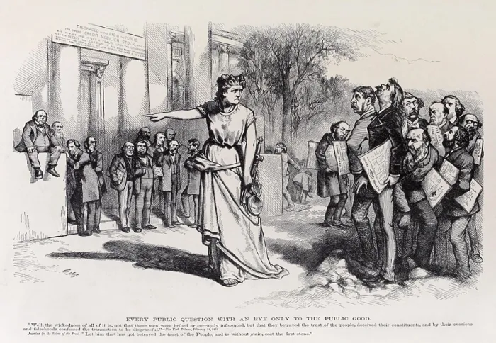 Framed Print : 1873 political cartoon by Thomas Nast about the Credit Mobilier's overbilling for the construction of the Union Pacific Railroad Framed Print : 1873 political cartoon by Thomas Nast about the Credit Mobilier's overbilling for the construction of the Union Pacific Railroad
