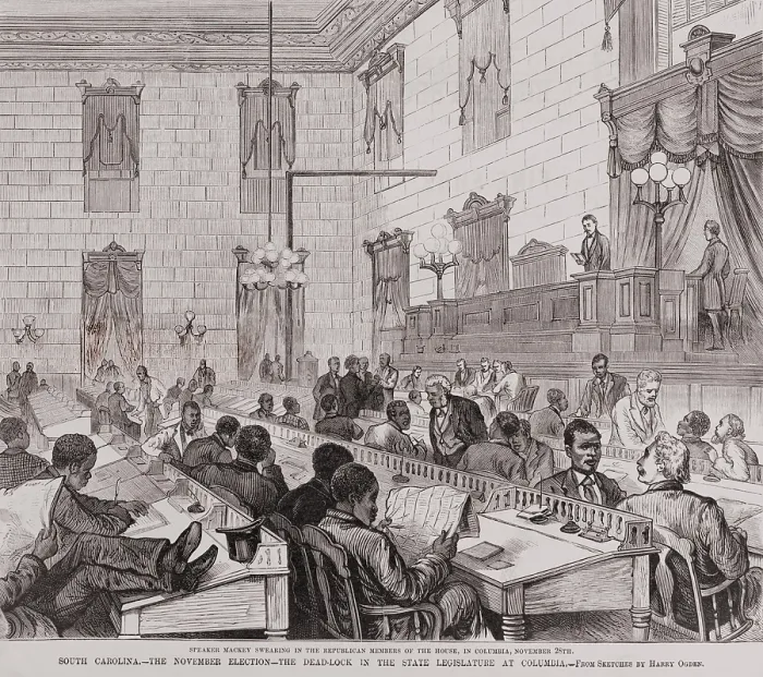 Framed Print : The 1876 Presidential election. The dead-locked South Carolina state legislature in Columbia