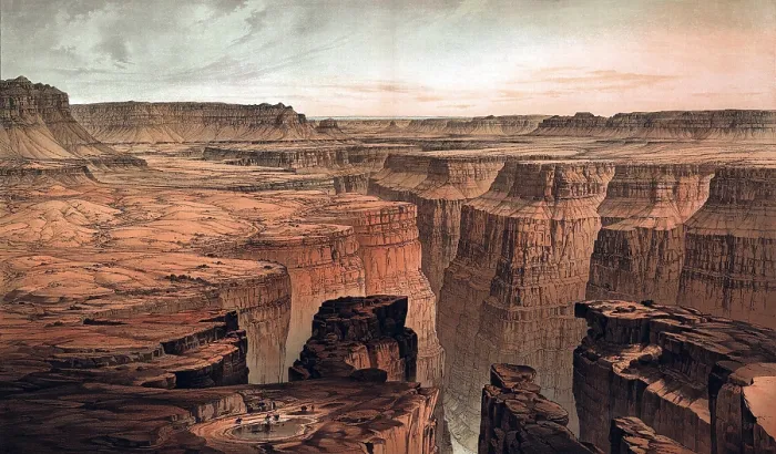 Framed Print : 1882 view of the Grand Canyon from a US Government atlas. US government sponsored exploration of the geography, geology, botany, and ethnology of the area