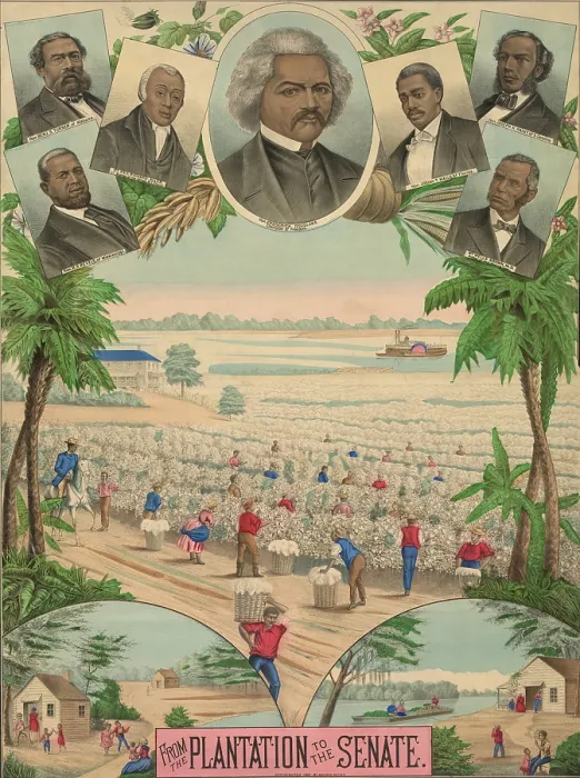 Framed Print : 1883 print commemorating the achievements of several African American men Framed Print : 1883 print commemorating the achievements of several African American men