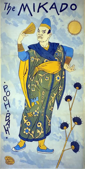 Framed Print : 1885 Woodcut poster of Pooh-Bah, the Government official of the town of Titipu in the Gilbert and Sullivan's operetta, Mikado