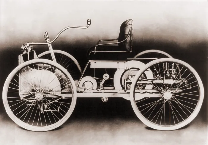 Framed Print : An 1896 Ford, a gasoline-powered motor car, which its maker, Henry Ford, called Quadricycle