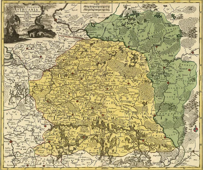 Framed Print : 18th century map of Lithuania, then a 'Commonwealth of Two Peoples' formed in 1569 with Poland to resist the power of Russia Framed Print : 18th century map of Lithuania, then a 'Commonwealth of Two Peoples' formed in 1569 with Poland to resist the power of Russia