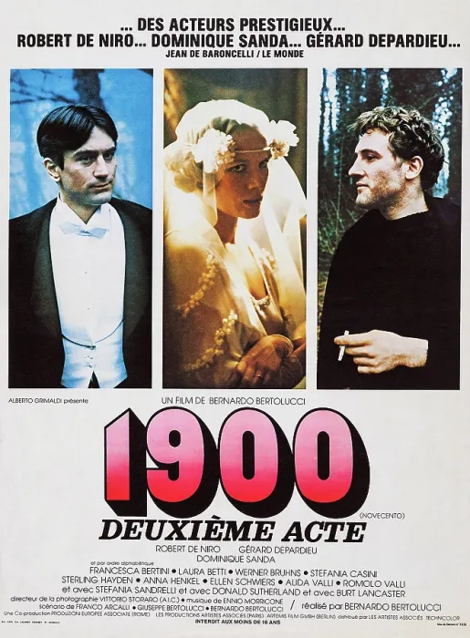 Framed Print : 1900, French poster art, from left: Robert De Niro, Dominique Sanda, Gerard Depardieu, 1976