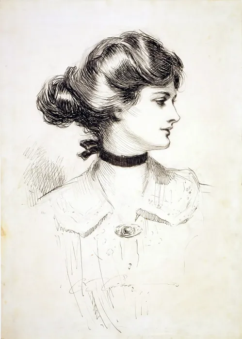 Framed Print : 1909 drawing by Charles Dana Gibson (1867-1944), 'A Daughter of the South, ' shows a classic Gibson Girl