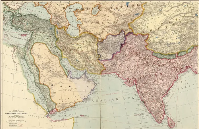 Framed Print : 1912 English map of the countries between Constantinople and Calcutta: including Turkey in Asia, Persia, Afghanistan and Turkestan