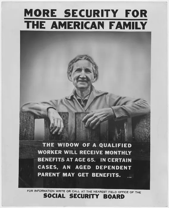 Framed Print : 1930s poster publicizing the benefits available to widows under the new Social Security programs Framed Print : 1930s poster publicizing the benefits available to widows under the new Social Security programs