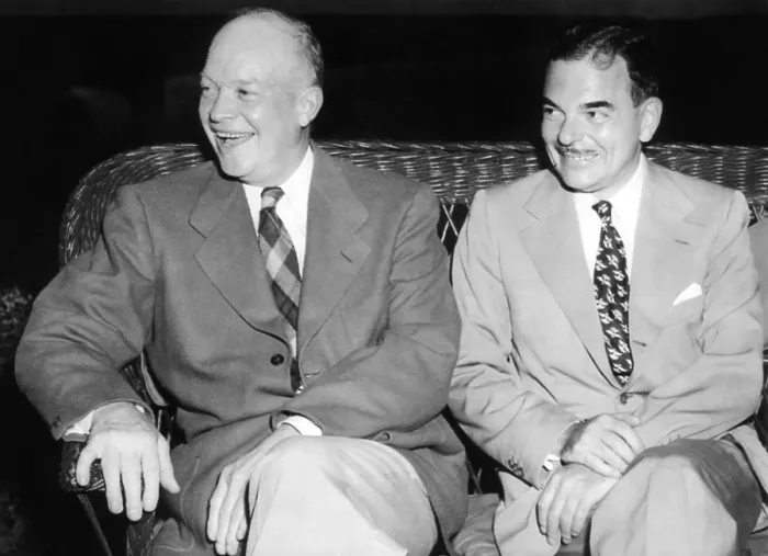 Framed Print : 1952 Republican Nominee Dwight Eisenhower, receives Thomas Dewey's (right) full support. Dewey was the party's unsuccessful nominee in 1944 and 1948 Framed Print : 1952 Republican Nominee Dwight Eisenhower, receives Thomas Dewey's (right) full support. Dewey was the party's unsuccessful nominee in 1944 and 1948