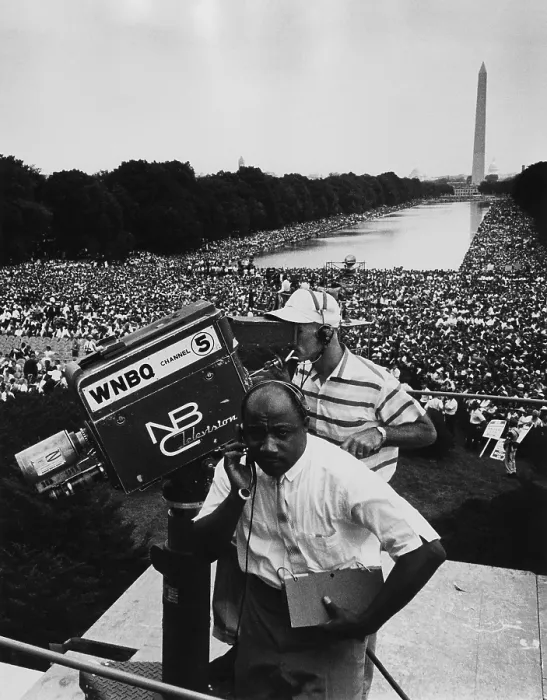 Framed Print : 1963 March on Washington. NBC television crew with Washington Monument and crowd in the background. Aug. 28, 1963 Framed Print : 1963 March on Washington. NBC television crew with Washington Monument and crowd in the background. Aug. 28, 1963