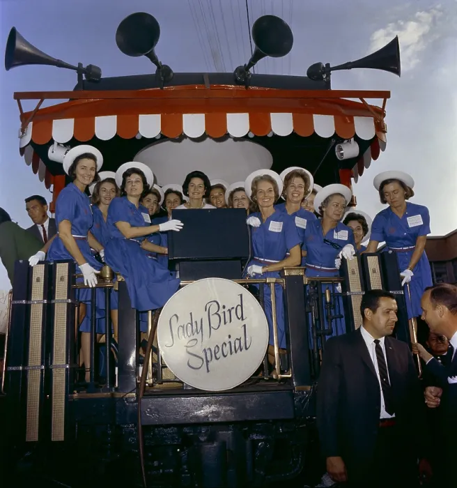 Framed Print : 1964 LBJ Presidential campaign. Lady Bird Johnson starting a four-day, 1, 628-mile campaign train trip through eight southern states