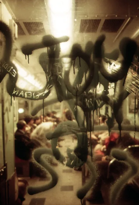 Framed Print : 1970s America. Graffiti on a subway car, New York City, New York ca. 1972
