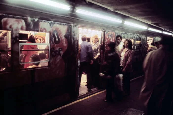 Framed Print : 1970s America. Graffiti on a subway car on the Lexington Avenue line. New York City, New York ca. 1972