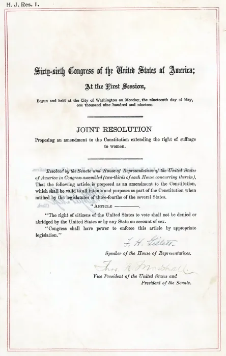 Framed Print : 19th Amendment to the U.S. Constitution: Women's Right to Vote