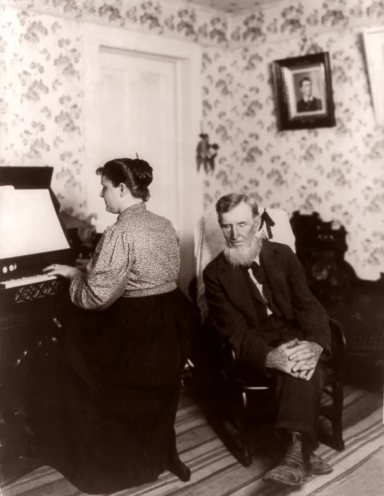 Framed Print : 19th century American home life often included piano music played by talented amateur pianists. Sheet music supplied music to a large audience looking for new sounds and songs