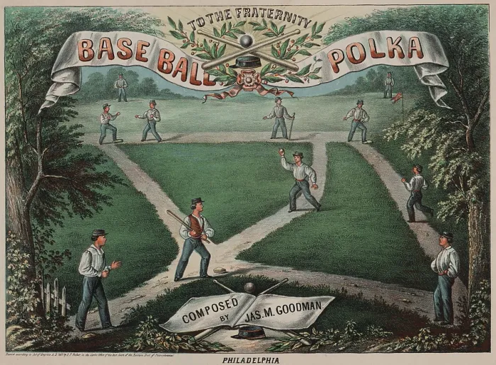 Framed Print : 19th century song writers experimented with many themes, here combining polka rhythms with a baseball lyric. 1867