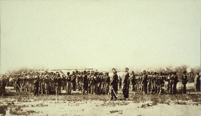 Framed Print : 1st U.S. Colored Infantry in formation during review Framed Print : 1st U.S. Colored Infantry in formation during review