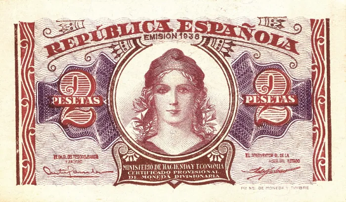 Framed Print : 2 pesetas bill (Spain1938). AISA / Everett Collection (39575)**US SALES ONLY** Framed Print : 2 pesetas bill (Spain1938). AISA / Everett Collection (39575)**US SALES ONLY**