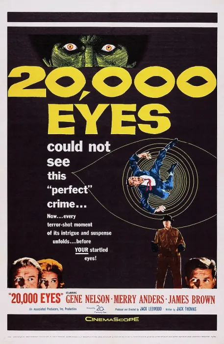 Framed Print : 20, 000 EYES, US poster art, bottom left: Gene Barry, Merry Anders; bottom right: James Brown, 1961. TM & Copyright 20th Century-Fox Film Corp