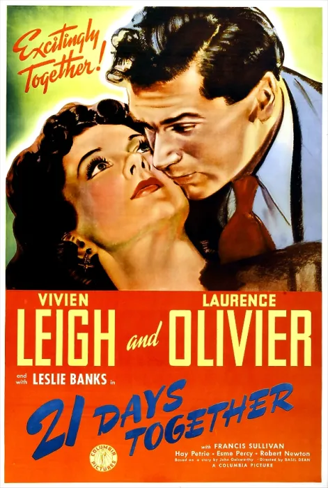 Framed Print : 21 DAYS TOGETHER, (aka 21 DAYS), US poster, from left: Vivien Leigh, Laurence Olivier, 1940