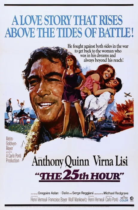 Framed Print : THE 25TH HOUR, (aka LA VINGT-CINQUIEME HEURE), US poster, from left: Anthony Quinn, Virna Lisi (twice), anthony Quinn, 1967 Framed Print : THE 25TH HOUR, (aka LA VINGT-CINQUIEME HEURE), US poster, from left: Anthony Quinn, Virna Lisi (twice), anthony Quinn, 1967