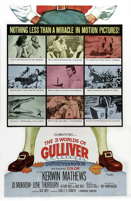 Framed Print : THE 3 WORLDS OF GULLIVER, US poster, 1960