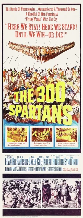Framed Print : THE 300 SPARTANS, (aka LION OF SPARTA), center l-r: Richard Egan, Ralph Richardson, bottom center right: Richard Egan on insert poster art, 1962