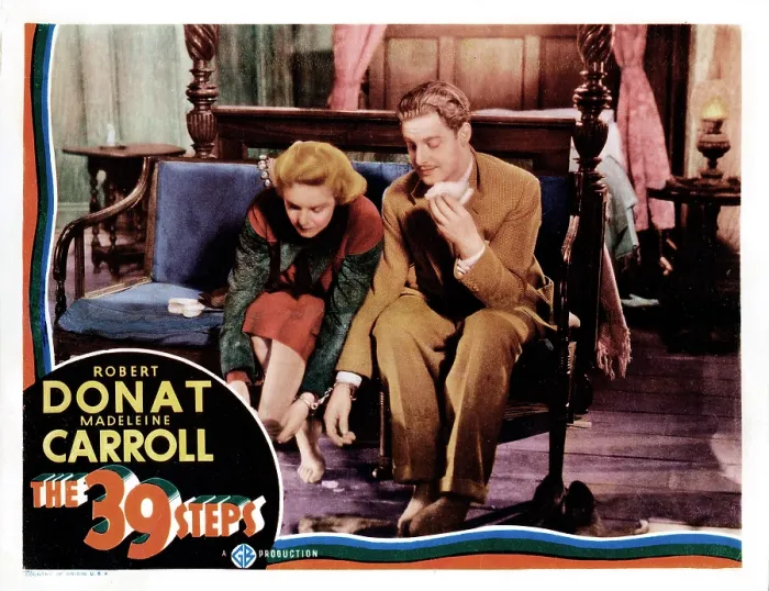 Framed Print : THE 39 STEPS, US lobbycard, Madeleine Carroll, Robert Donat, 1935