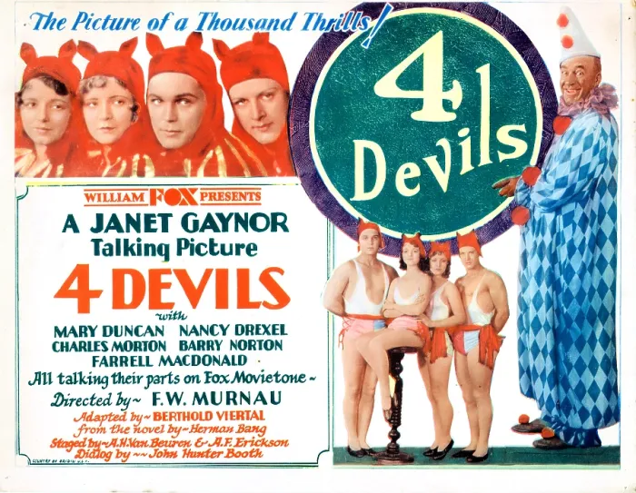 Framed Print : 4 DEVILS, (aka FOUR DEVILS), US poster, Janet Gaynor, Nancy Drexell, Charles Morton, Barry Morton, Mary Duncan, J