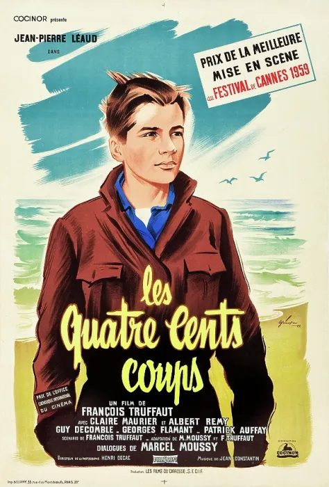 Framed Print : THE 400 BLOWS (aka THE FOUR HUNDRED BLOWS aka LES QUATRE CENTS COUPS), Jean-Pierre Leaud on French poster art, 1959