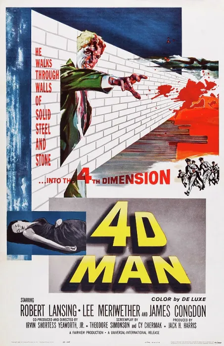 Framed Print : 4D MAN, top: Robert Lansing on poster art, 1959