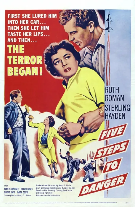 Framed Print : 5 STEPS TO DANGER, (aka FIVE STEPS TO DANGER), US poster, facing front from left: Ruth Roman, Sterling Hayden, 1957