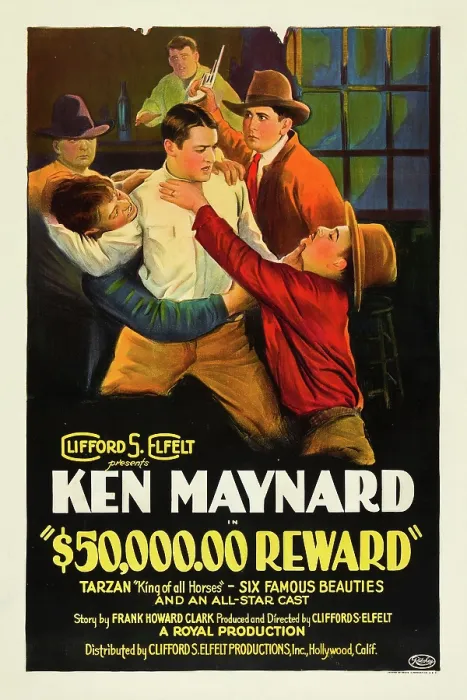 Framed Print : $50, 000.00 REWARD, center: Ken Maynard on poster art, 1924 Framed Print : $50, 000.00 REWARD, center: Ken Maynard on poster art, 1924