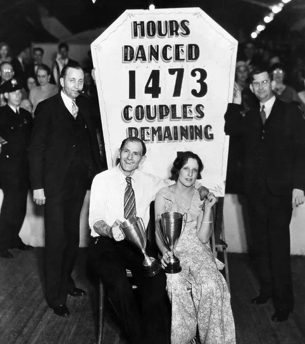 Framed Print : 56-year-old Frank Miller and 22-year-old Ruth Smith win a dance marathon in Atlantic City. They danced for more than 61 days, 1931. Courtesy: CSU Archives / Everett Collection