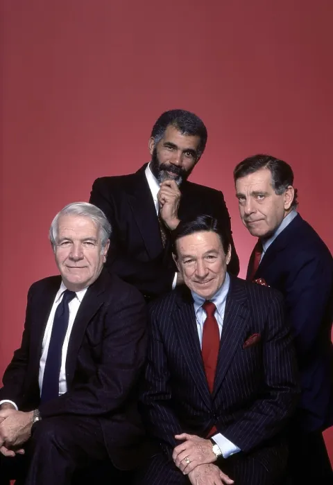 Framed Print : 60 MINUTES, (clockwise from top center): Ed Bradley, Morley Safer, Mike Wallace, Harry Reasoner, 1968-present Framed Print : 60 MINUTES, (clockwise from top center): Ed Bradley, Morley Safer, Mike Wallace, Harry Reasoner, 1968-present