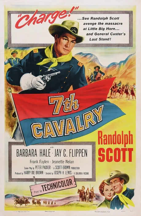 Framed Print : 7TH CAVALRY, (aka SEVENTH CAVALRY), US poster art, top center: Randolph Scott; bottom right from left: Barbara Hale, Randolph Scott, 1956 Framed Print : 7TH CAVALRY, (aka SEVENTH CAVALRY), US poster art, top center: Randolph Scott; bottom right from left: Barbara Hale, Randolph Scott, 1956